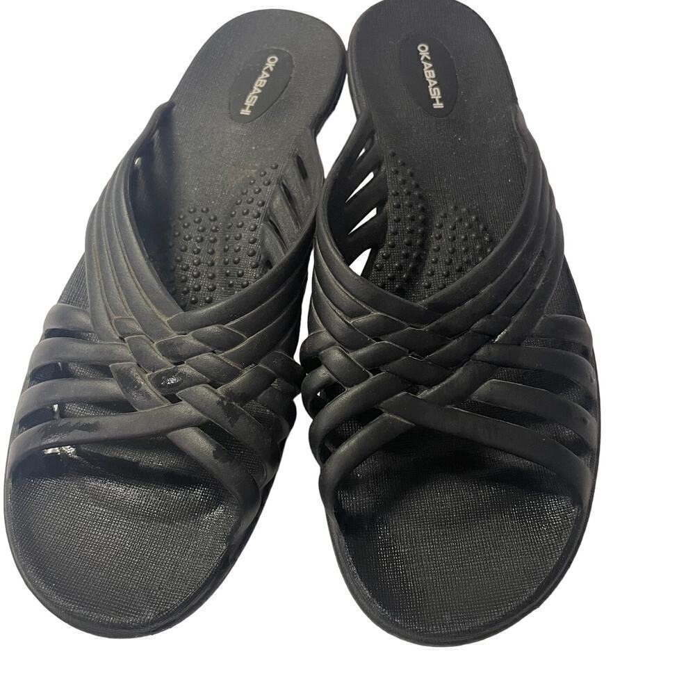 Okabashi Black Venice Sandals Womens Medium 6.5 7.5 Beach Casual